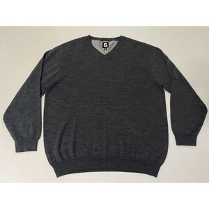 Footjoy Sweater Mens XL Black Pullover V Neck 100% Wool Golf Casual Gorpcore